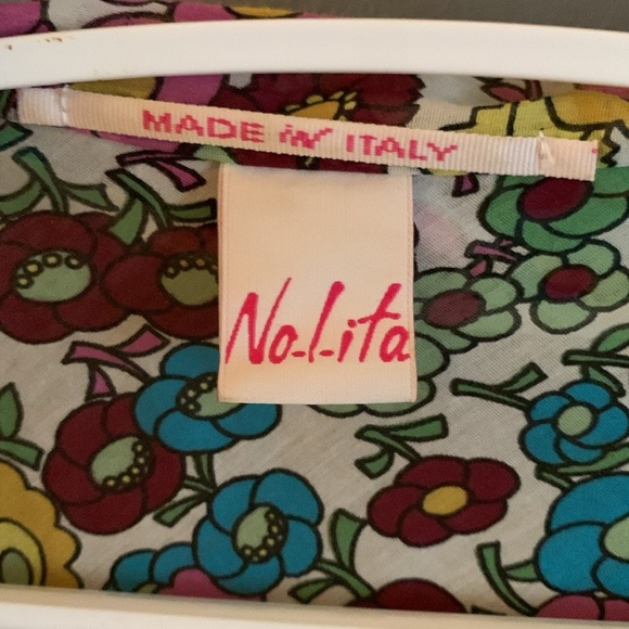 Nolita psychedelic silk blend true Wrap floral Blouse with Ruffle Trim - Picture 4 of 6